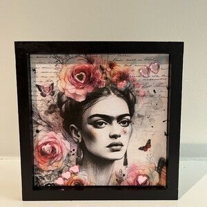 Floral Portrait Art Print in Black Frame
